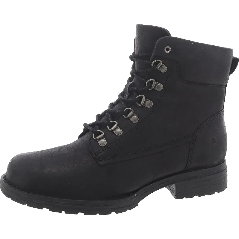 Womens Leather Block Heel Hiking Boots Tech - Inspired Sneaker Look  