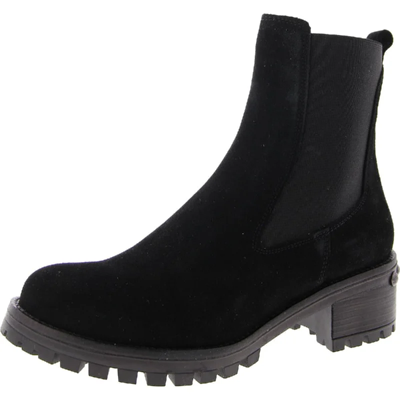 Womens Leather Pull On Chelsea Boots Open - Lacing Derby Look  