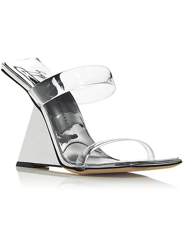 Womens Leather Slide On Heels Quilted Shoe Design  