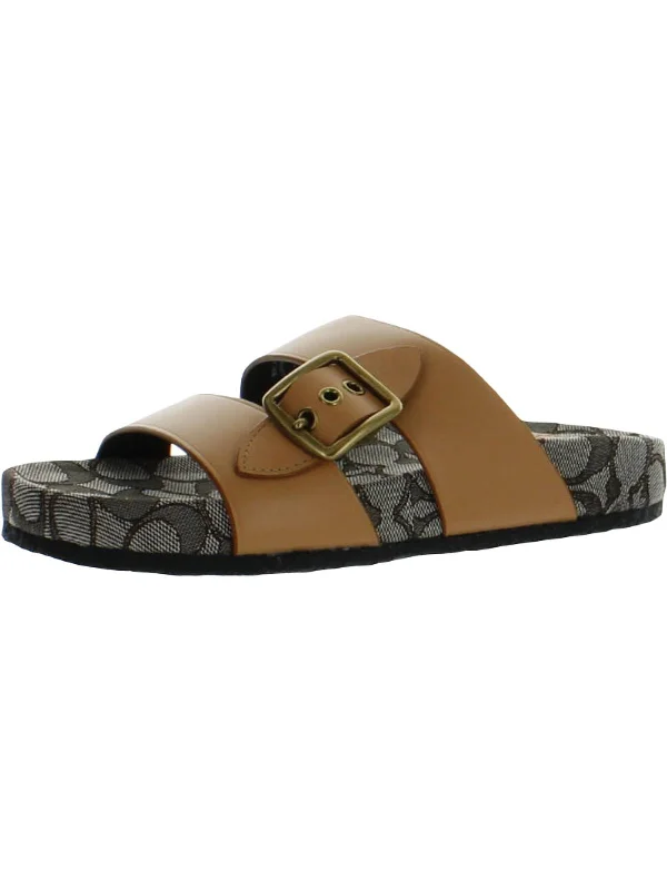 Womens Leather Slip On Platform Sandals Ivy League Loafer Look 