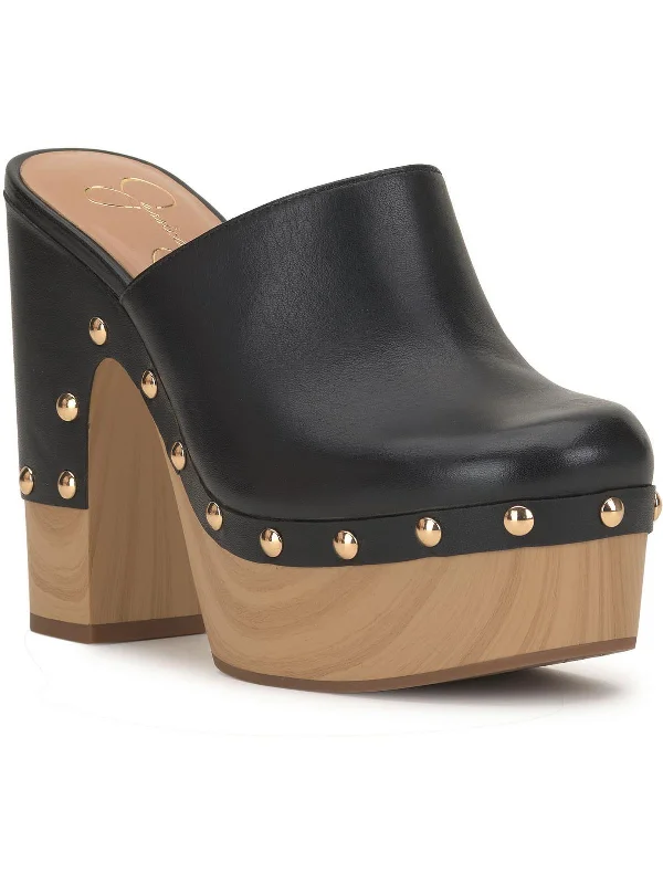 Womens Leather Slip On Wedge Sandals Tailored Oxford Style 