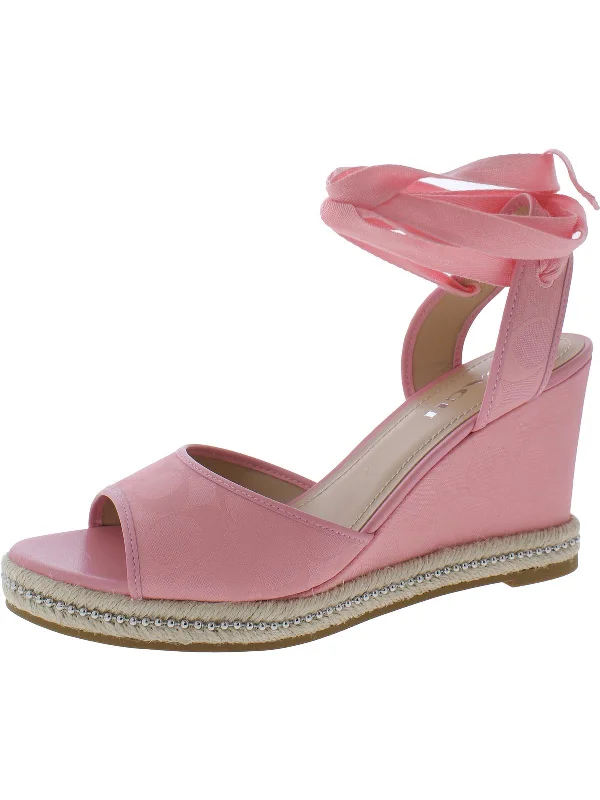 Womens Leather Trim Ankle Tie Slingback Sandals Sustainable Shoe Design  