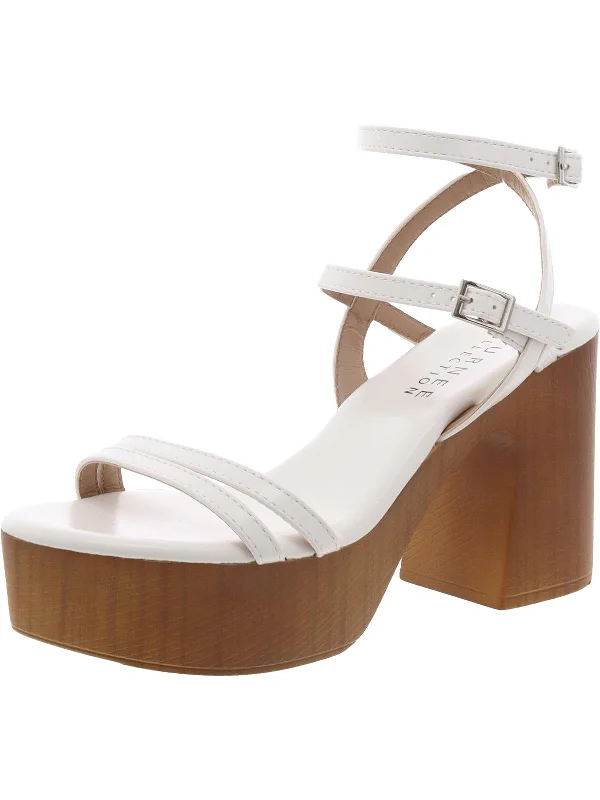 Womens Man Made Platform Ankle Strap Retro Basketball Sneaker Design  
