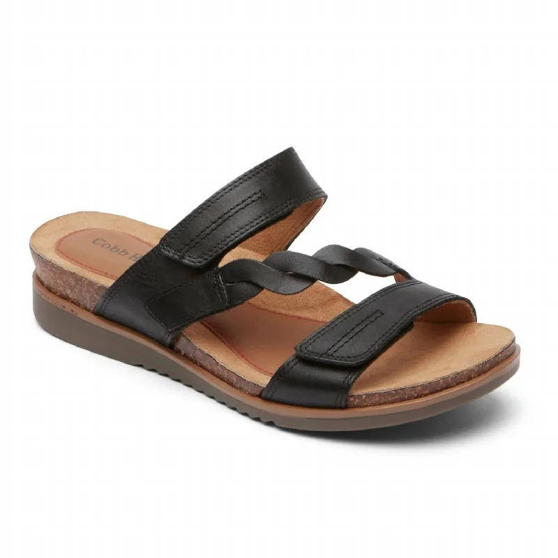 Women's May Asymmetrical Slide Sandal In Black Performance Running Sneaker Look  