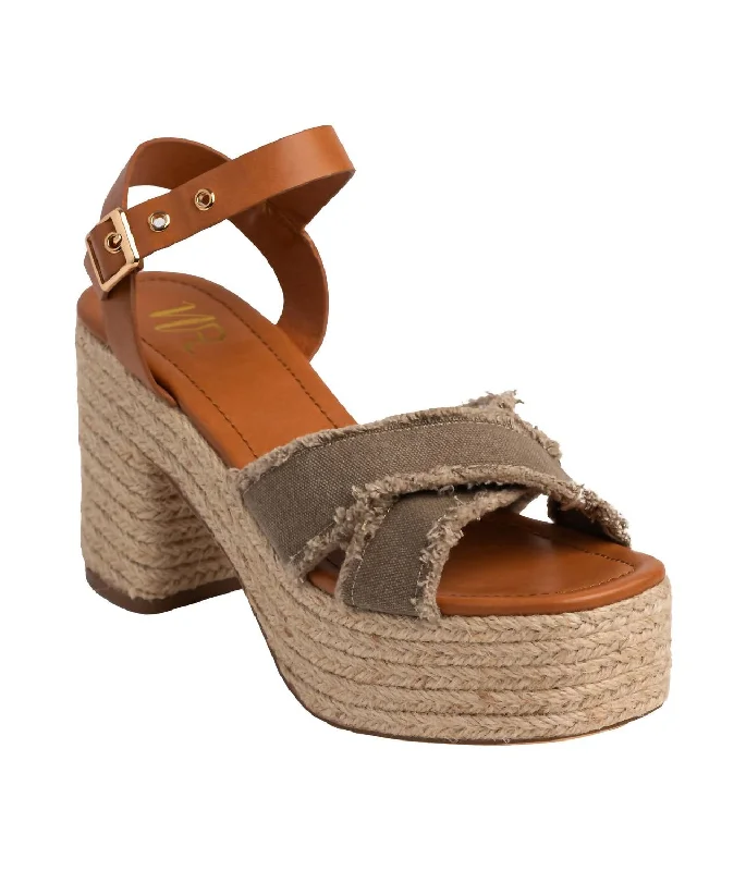 Women's Nana Platform Sandals In Khaki Inflatable Shoe Look 