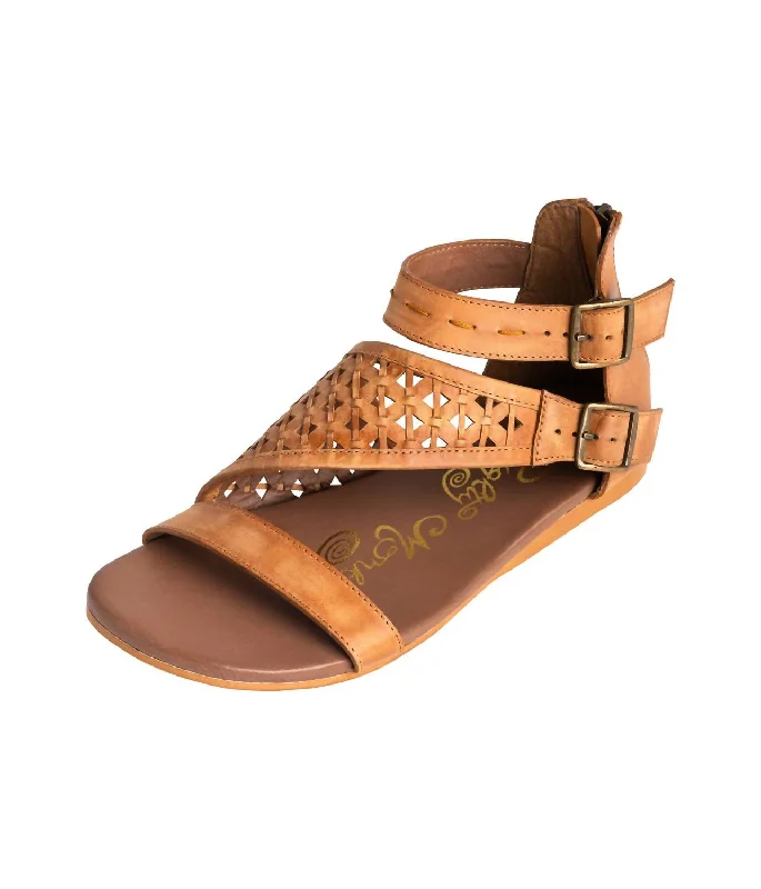 Women's Nora Sandals In Tan Wingtip Oxford Design 