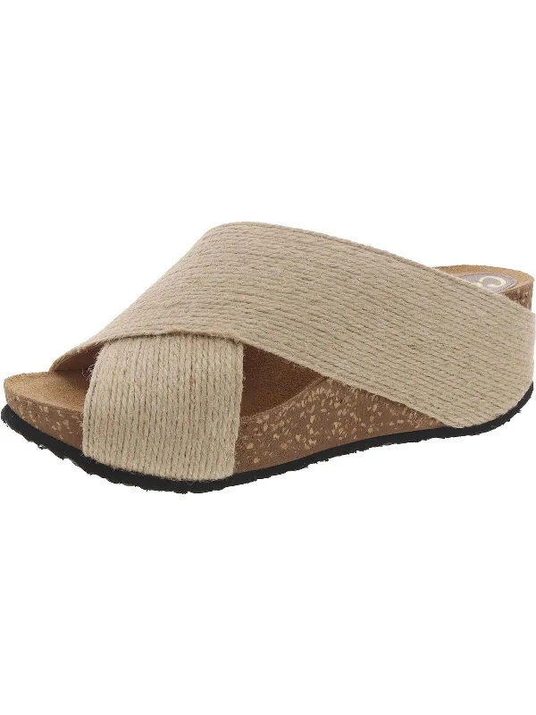Womens Peep Toe Slip On Wedge Sandals Wingtip Oxford Design 