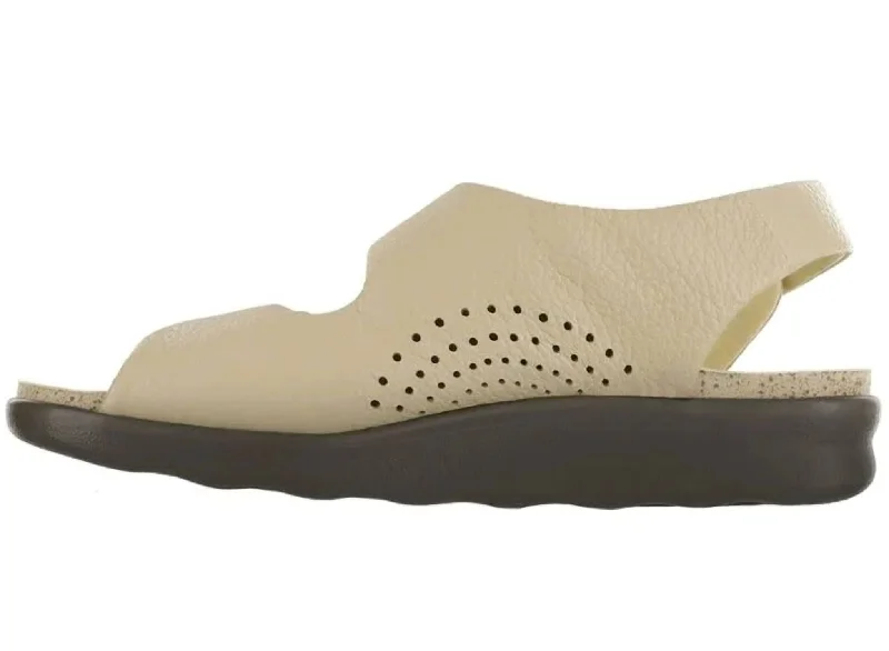 Women's Relaxed Heel Strap Sandal In Natural Single - Buckle Monk Look  