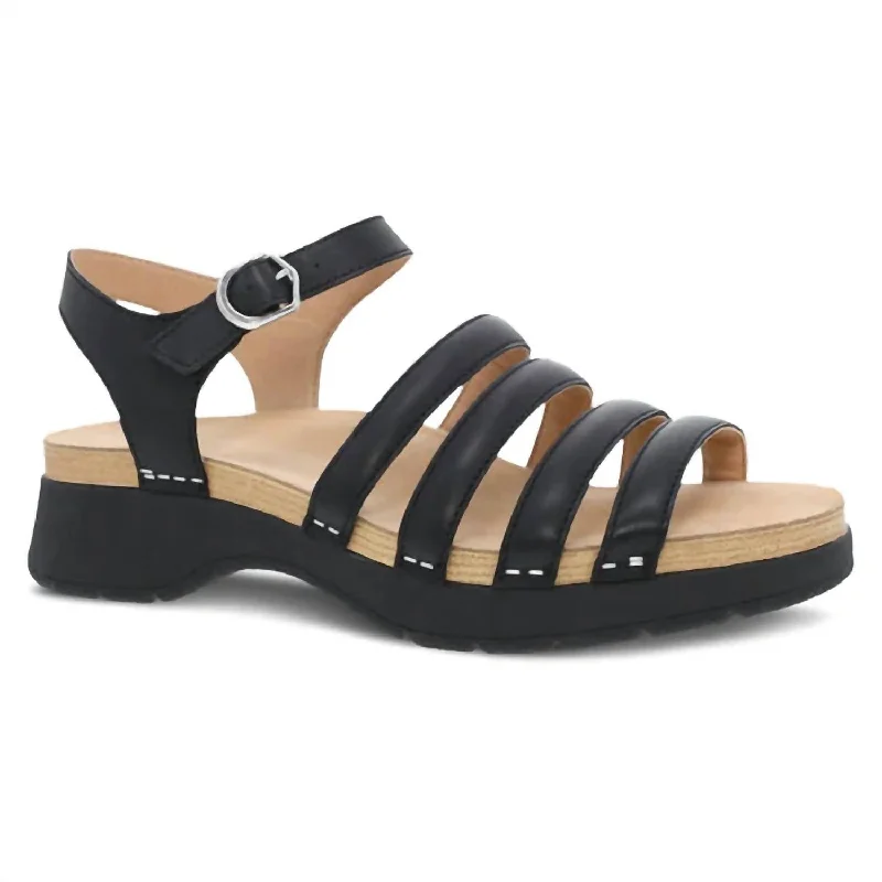 Women's Roxie Strappy Bright Sandal In Black Tassel Driving Shoe Look 