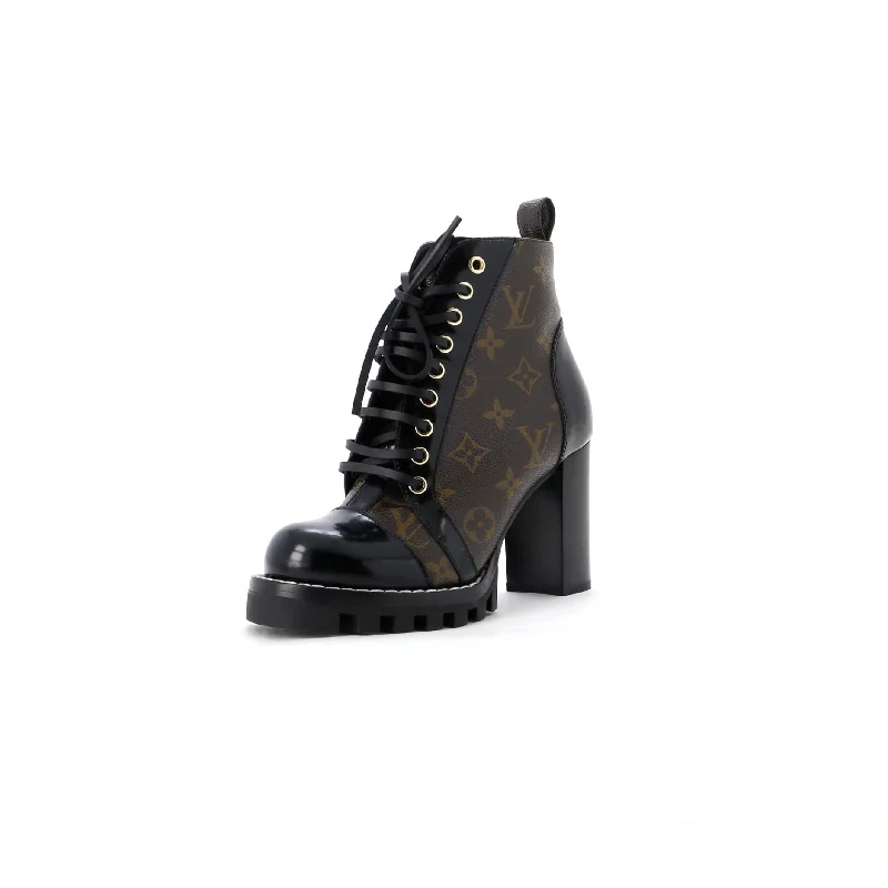Women's Star Trail Ankle Boots Monogram Canvas with Patent Performance Running Sneaker Look  