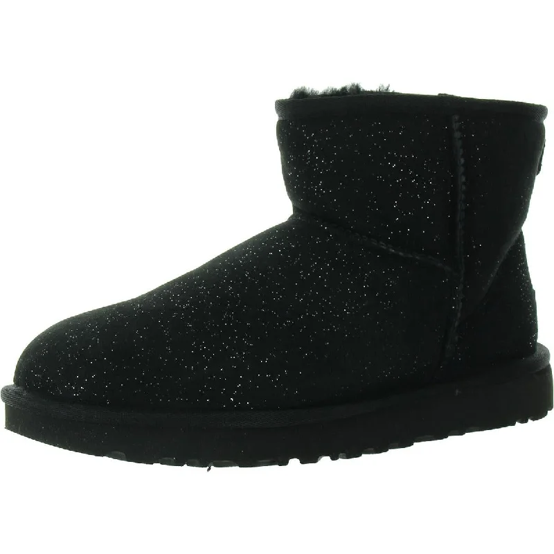 Womens Suede Flat Ankle Boots Quilted Shoe Design  