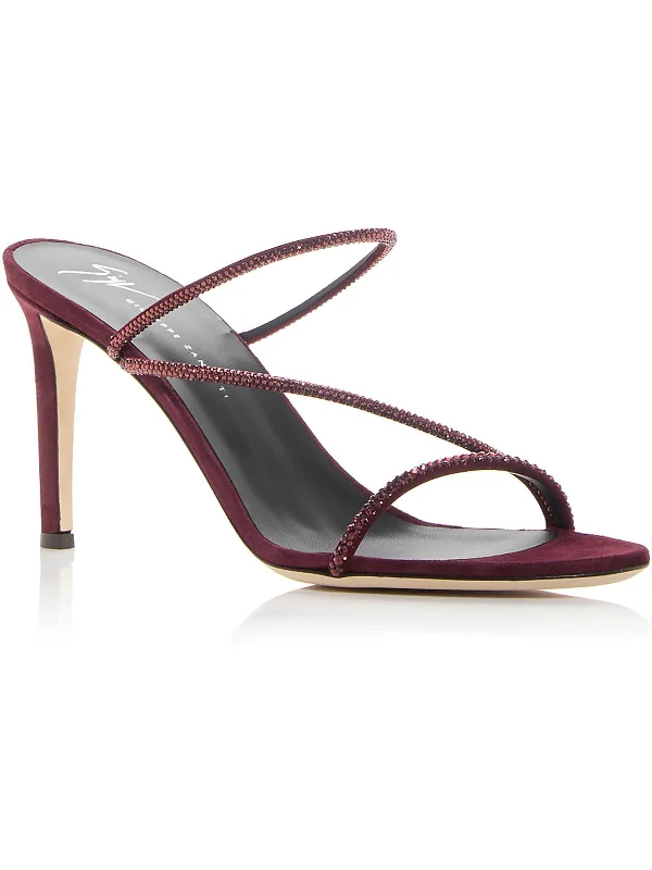 Womens Suede Slip-On Strappy Sandals Zip - Up Boot Style  