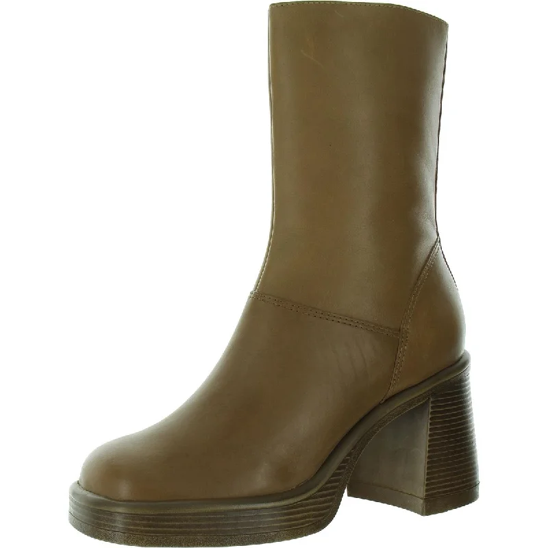 Womens Tall Boot Block Heel Mid-Calf Boots Retro Plimsoll Style  