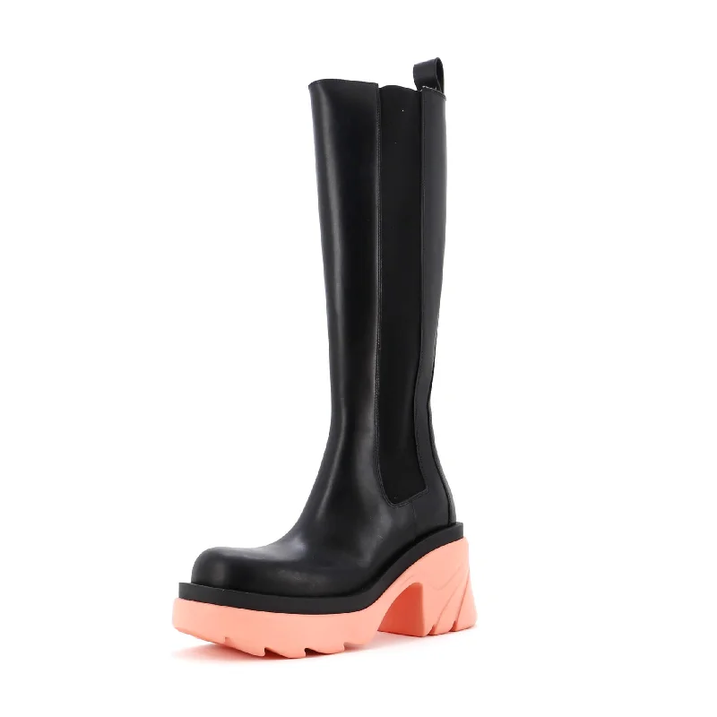 Women's The Flash Knee High Chelsea Boots Leather Wingtip Oxford Design 