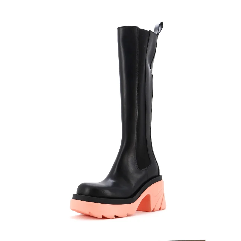 Women's The Flash Knee High Chelsea Boots Leather Slide Sandal Beach Style  