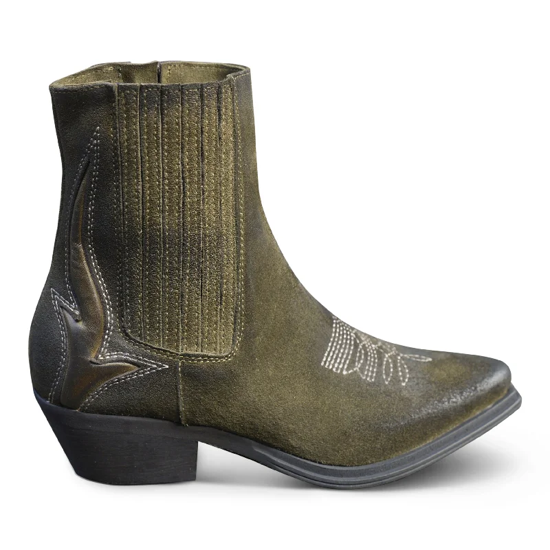 Z0ELIE01 -Olive Victorian - Era Boot Style  